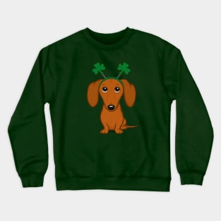 Funny Saint Patrick's Day Dog | Dachshund with Shamrocks Crewneck Sweatshirt